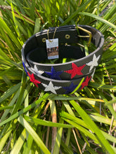 Load image into Gallery viewer, TKC Red White and Blue Stars Belt - Wide Width - Brass Buckle