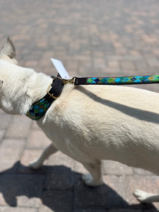 Peacock Argyle Beaded Dog Collar