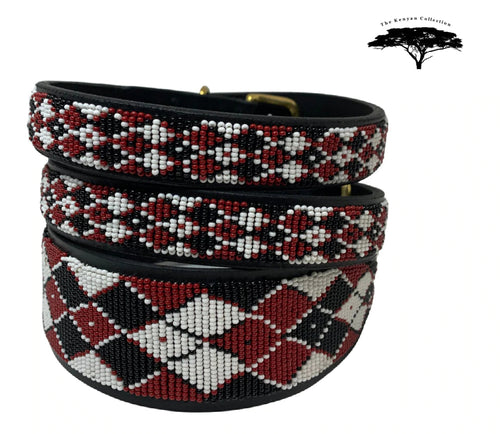 Maasai Shield Argyle Beaded Dog Lead