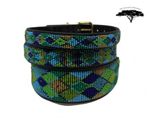 Load image into Gallery viewer, Peacock Argyle Beaded Dog Lead