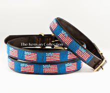 Load image into Gallery viewer, American Flag Beaded Dog Collar