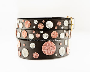 Dots Pink Beaded Dog Collar