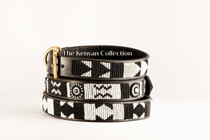 Ebony & Ivory Beaded Dog Collar