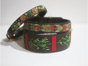 TKC Exclusive Holiday Argyle Beaded Dog Collar