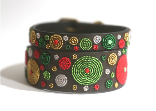 TKC Exclusive Holiday Dots Beaded Dog Collar