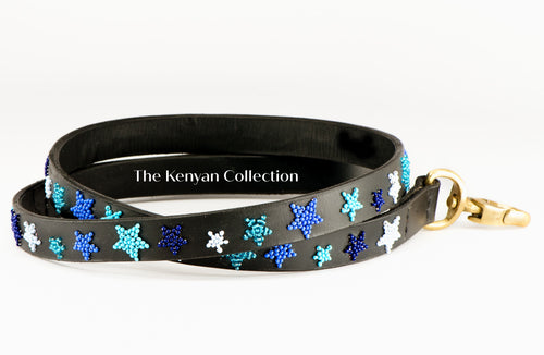 Indigo Stars Beaded Dog Lead