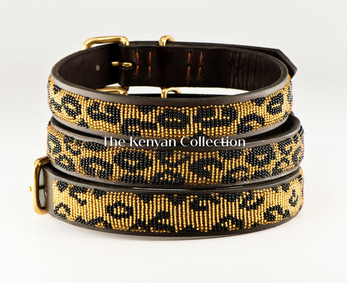 Leopard Beaded Dog Collar