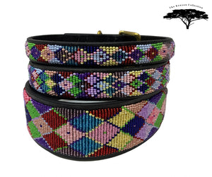Posey Argyle Beaded Dog Collar