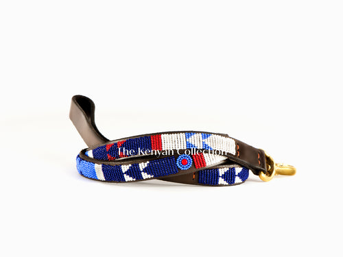 Red White Blue Beaded Dog Lead