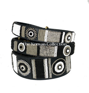 Shades of Grey Beaded Dog Collar