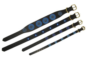 "Blue/Brown Circles" Beaded Dog Collar