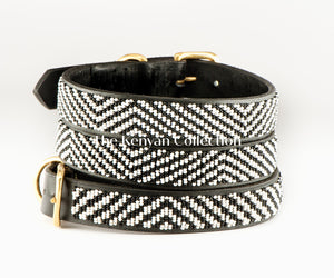 Zebra Beaded Dog Collar